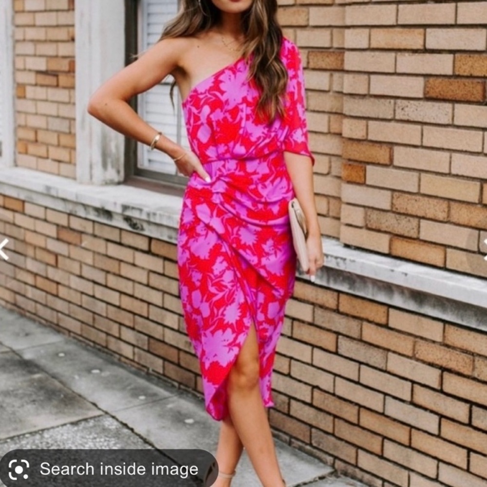 Do+Be One Shoulder pink/red dress